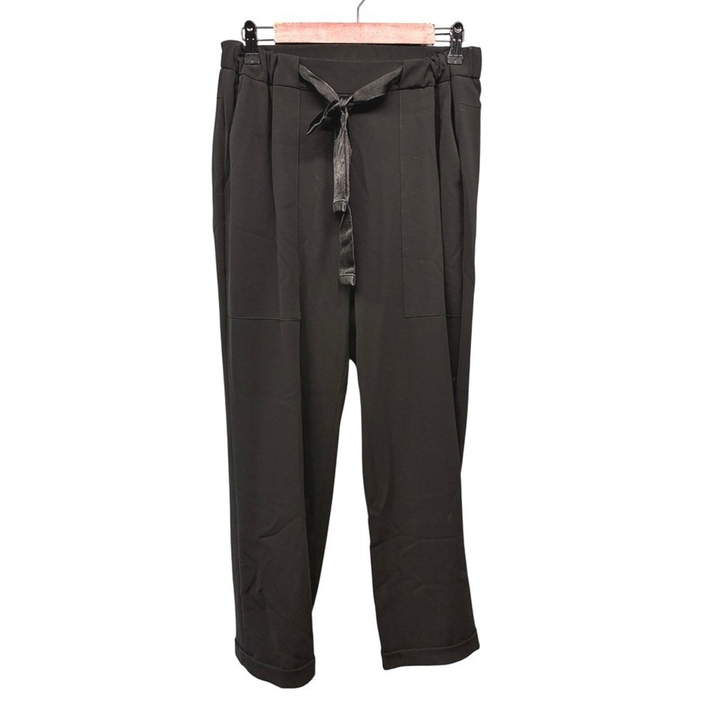 Via Masini 80 Tie Waist Tapered Pants Womens 6 Black Business Casual Minimalist